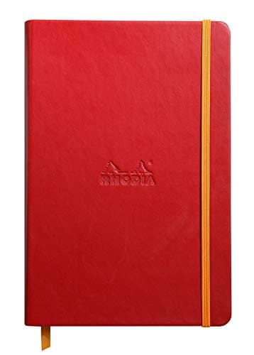 RHODIA 118753C - Carnet Rigide Coquelicot - A5 14,8 x 21 cm - Ligné - 192 pages - Papier Clairefontaine Ivoire 90 g/m2 - Marque-Page, Fermeture Élastique - Couverture Simili Cuir
