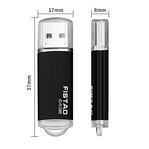 FISTAD CLé USB 64Go, Flash Drive 64Go Pen Drive USB 2.0 Memory Stick 64Go Thumb Drive pour PC, Ordinateur Portable etc (Noire)