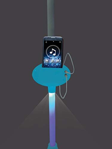 Lexibook- Disney Microphone La Reine des Neiges 2 Elsa Anna Olaf avec Enceinte et Pied Lumineux, Prise auxiliaire pour connecter la Musique, Bleu/Violet, S150FZ_50