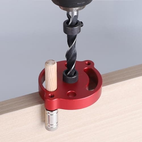 EFUTURETIME Gabarit de Percage Vertical, 2-10 mm Trous Locator Travail du Bois, Kit de Chevilles à Centrage Automatique, Guide de Percage Droit pour Perçage et Repérage du Centre, Rouge