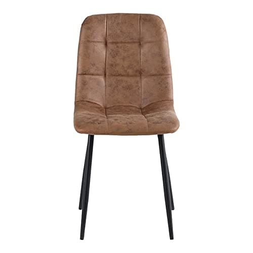 Colenis® - Chaises de Salle à Manger Ela - Lot de 4 - Cognac - Microfibre - Chaise de Cuisine - Pieds en métal Stable