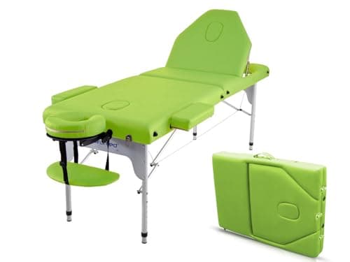 QUIRUMED Elite Table de Massage Pliante en Aluminium, 186 x 66 cm, Couleur Verte, Table de Massage, Similicuir, Rembourrage Haute densité, légère, Hauteur réglable