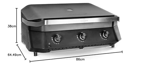 cozze Plancha de Cuisson à Gaz Haut de Gamme Cozze® - Puissance 7.5 kW, Surface de Cuisson 80x50 cm, Design Élégant, Allumage Électronique, Noir et Acier Inoxydable