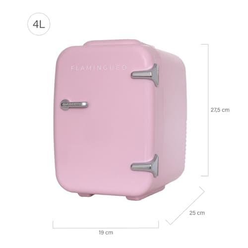 Flamingueo Mini Frigo - Petit Frigo 4L, Mini Frigo de Chambre, 12V/220V, Fonction Chaud et Froid, Mini Frigo Cosmetique, Frigo Maquillage, Mini Fridge