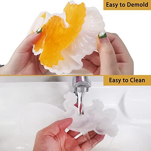 AFUNTA Lot de 4 moules en résine 3D en forme d'animal, moules en résine de silicone pour gecko, hippocampe, lézard, porte-clés en résine époxy avec 10 porte-clés, pour décoration murale, bureau