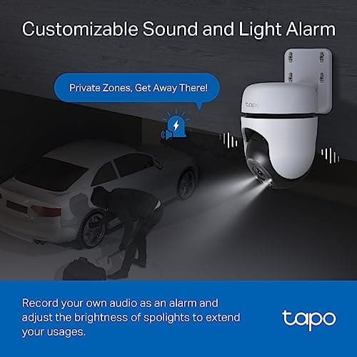 TP-Link Tapo 2K Caméra Surveillance WiFi extérieur 360° C510W, Vision nocturne couleur, Détection de Personne et Suivi de Mouvement, Étanche IP65, Alarme sonore Personnalisable