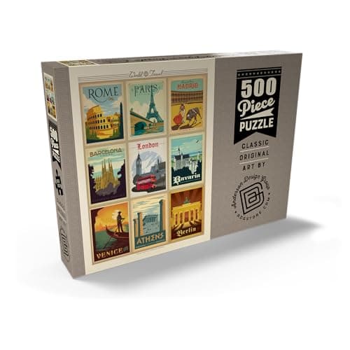 MyPuzzle Europe Travel, Collage, Poster Vintage - Premium 500 Pièces Puzzle - Collection spéciale MyPuzzle de Anderson Design Group