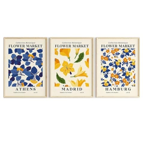 CEVAN Boho marché aux fleurs bleu jaune orange exposition affiche imprime toile peinture mur art photos pour salon décor-40x50 cm-sans cadre