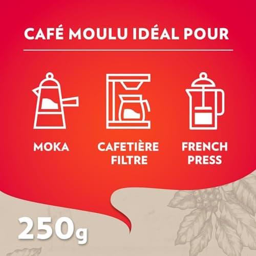 Lavazza - Il Mattino, Café Moulu, Idéal pour la Machine Filtre ou Manuelle, avec Notes Aromatiques de Fruits Secs, pour un Espresso au Goût Intense et Velouté, Robusta, Intensité 10/10, 4x250g