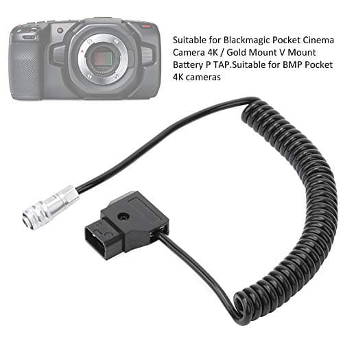 Cordon d'alimentation de la caméra, câble CC à 4K 2 Broches Pièces de Rechange pour caméra Blackmagic Pocket Cinema 4K / Gold Mount V Mount Battery P Tap