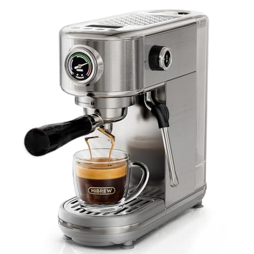 HIBREW Machine à expresso programmable, H10B, acier inoxydable brossé, température et volume de tasses réglables, nettoyeur vapeur pour mousseur à lait
