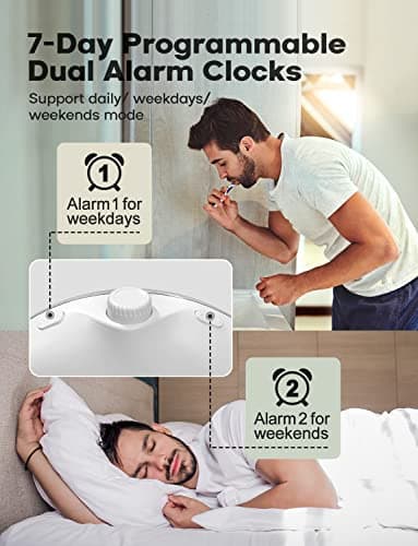 Dekala Réveil Lumineux Vollbild LED avec Bouton de Rotation, Deux Alarmes, Sons Naturels, Snooze, Radio FM, 20 Luminosités pour Ambiance Adultes et Enfants