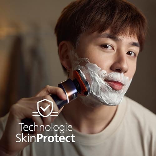 Philips 5000X Series - Rasoir électrique 100 pourcent étanche, Technologie SkinProtect, Tête flexible à 360°, Charge rapide, Capot de protection, Orange, modèle X5012/00