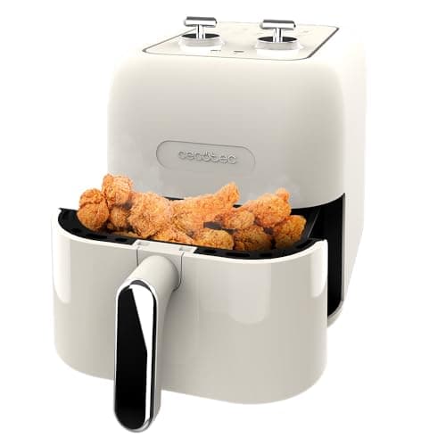 Cecotec Friteuse à Air sans Huile de 5 L Cecofry Antique 5000. Air Fryer. 1500 W, Numérique, Design Rétro, Technologie PerfectCook, 80-200oC, Temps Réglable, Pièces Détachables