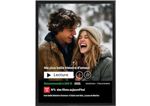 Affiche netflix format A4 ou A3 sans cadre personnalisable personnalisée couple amoureux famille papa maman soeur frere mamie papi carte cadeau original unique anniversaire mariage noel sain valentin