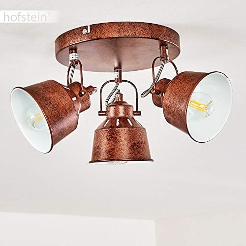 hofstein Plafonnier Safari en métal finitions rouille, luminaire de plafond à 3 spots orientables pour ampoules E14, ampoule(s) non incluse(s)