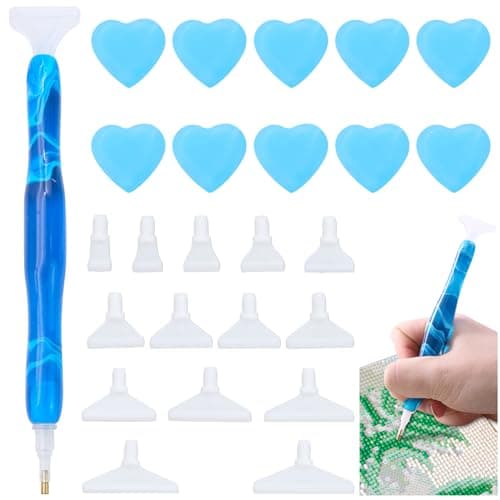 JJYHEHOT Stylo Diamond Painting Kit, Diamond Painting Accessoires en Résine avec 15 Embouts de Remplacement, Outils de Fabrication Artisanale de Peinture Diamant 5D pour Bricolage Artisanat