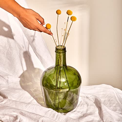 Pot en Verre Damajuana Artisanal 4L Lisa - Bouteille en Verre Style méditerranéen pour décoration de Maison comme Vase ou Vase (Vert Olive)