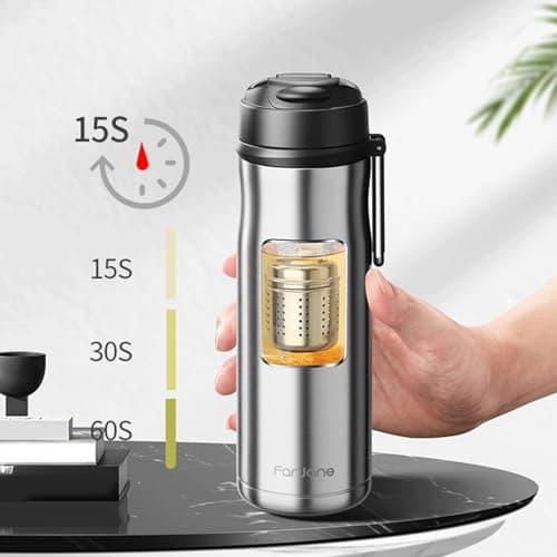 Gobelet à thé avec infuseur, tasse à thé de voyage, 600 ml, bouteilles isothermes portables, infuseur à thé, bouteille d'eau avec infuseur, tasse de voyage pour les sports d'alpinisme
