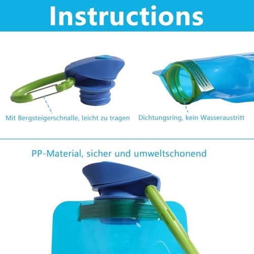 Gourde pliable 700ML,6 Pièces bouteille pliable gourde souple avec bouton-pression,gourde souple running gourde running bouteille d'eau,Bouteille d'eau pliable pour le voyage