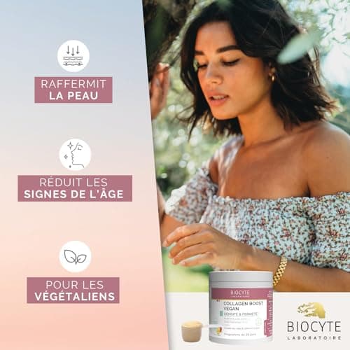 BIOCYTE Collagen Boost Vegan - Goût Mangue - Complément Alimentaire Densité et Fermeté de la Peau, Anti-Rides - Protéine de Pois, Acides aminés, Acide Hyaluronique, Vitamine C - 260g - 28 jours