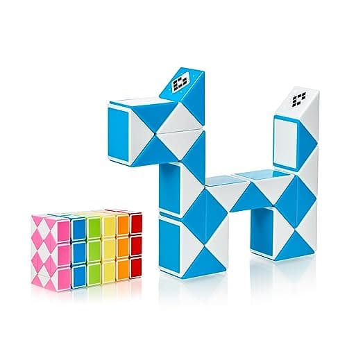 CUBIDI® Magic Snake Cube | Jouet de Poche pour Les Enfants de 4 à 8 Ans | Cadeau Anniversaire Enfants invites | Cadeau pour élèves - 24 Blocs | 2,3 mm x 1,8 mm | Bleu