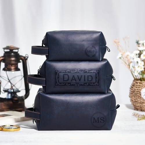 Sac de toilette en cuir personnalisé pour hommes, Kit Dopp Portable personnalisé, sac de rangement personnalisé Unique, cadeaux personnalisés pour la fête des pères cadeau de mariage pour garçons papa
