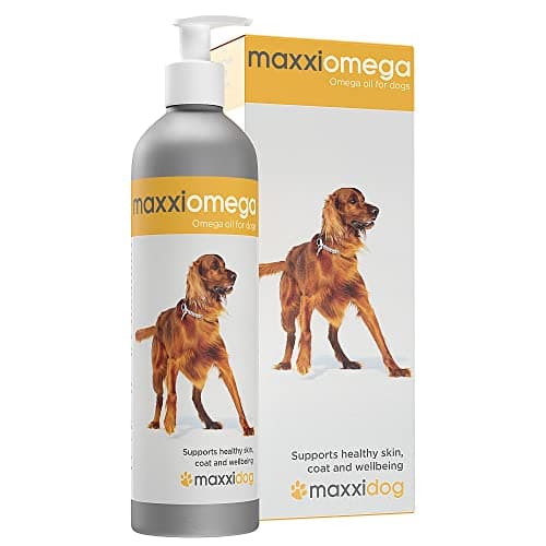 maxxipaws | maxxiomega | Huile Oméga Avancée pour Chiens | pour Une Peau Saine et Un Pelage Brillant | Pompe Facile à Utiliser | Oméga 3, 6 et 9 Plus Vitamines et Biotine | 296 ML