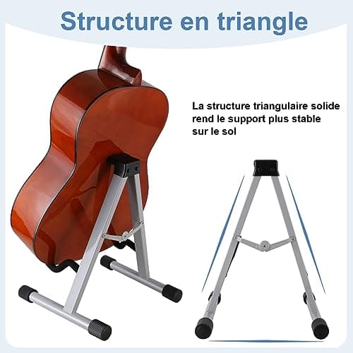 EastRock Support de Guitare Portable Étage Trépied Universel réglable A Fame Pliable Plusieurs guitares pour guitare acoustique Guitare électrique Basse (Gris)