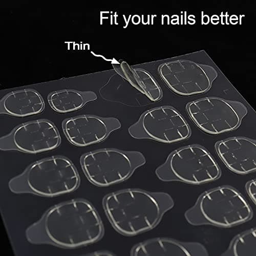 Laza 720 Pcs Thin Breathable Adhesive Tabs Fake Nail Glue Sticker 30 Sheets Super Sticky Double Sided Tips (Germany Jelly Gel) Flexible for Acrylic False Nails Manicure Tape