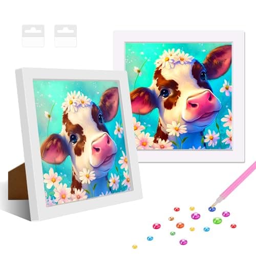 NAIMOER Diamond Painting éléphant Pour Enfants Adultes, Peinture Diamants Encadrés pour Enfants, 5D Diamant Art Animaux Enfants, Dessins animés Diamant Painting for Home Decor 8x8inch
