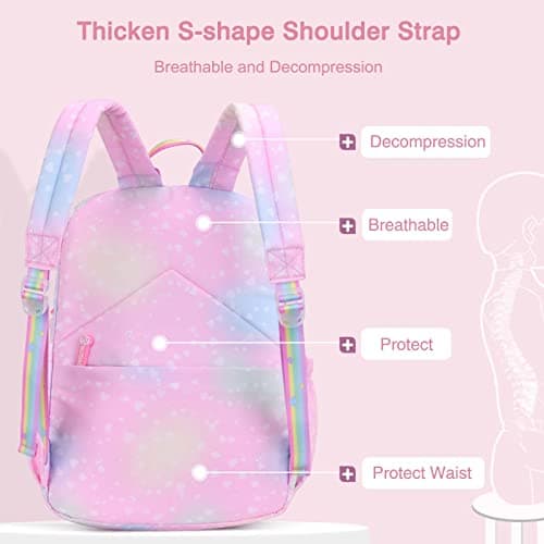 FANDARE Sac à Dos Enfant Sacs Scolaires Filles Garçons Cartables Scolaires Sac d'école Sacs Scolaires pour Étudiant Outdoor Voyage école Daypacks Imperméable Polyester Galaxie Rose L