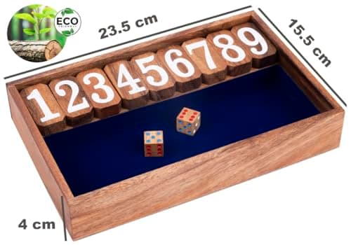 Engelhart - 350121 - Shut The Box 2 Joueurs - Jeu de Trac - Jeu de café - Jeu de Famille - Jeu en Bois Ecologique - à partir de 6 Ans