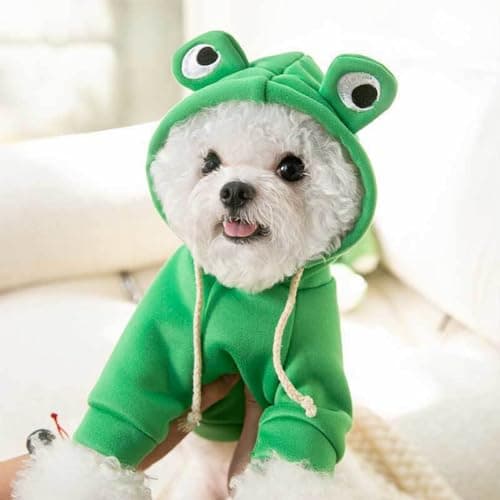 Grenouille sweat à capuche basique pour chien, Veste Chaude pour Animaux, Sweat à Capuche pour Chien, pour Chats Petits Chiens Moyens, Convient pour 12 à 16 livres, vert, XL