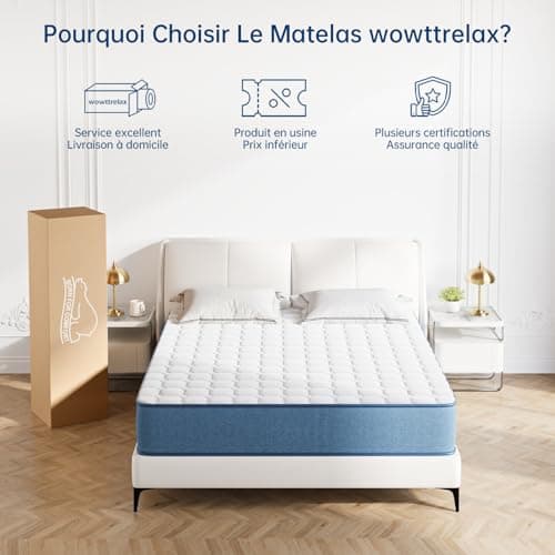 Matelas Hybride 140x190cm - 20cm d'Épaisseur | Ressorts Ensachés Indépendant + Mousse à Mémoire de Forme | Confort 7-Zones & Durabilité, Matelas de Lit d'adulte 2 Personnes, Support Endurant