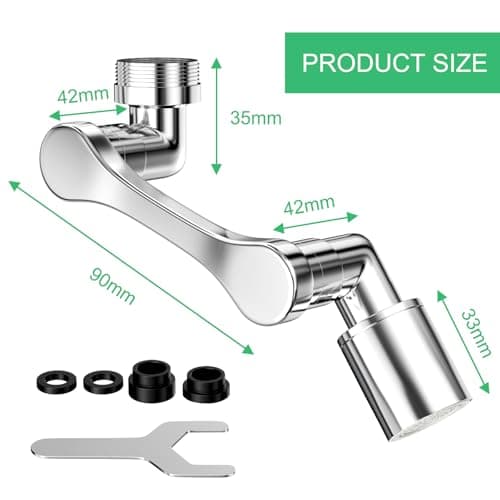 Ghazpmuk Robinet à Rallonge Rotatif Multifonctionnel, Aérateur de Robinet, Mousseur Robinet de Rallonge Pivotant à 1080°, Extension Robinet Avec 2 Modes de Pulvérisation, pour Cuisine Salle de Bain