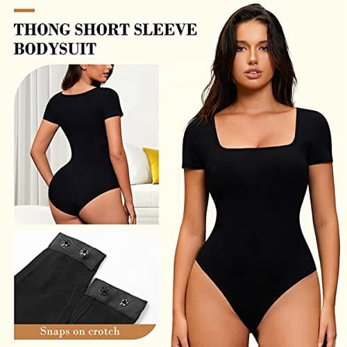 SUIUOI 2PCS Body Sculptant Femme Gainant Amincissant Ventre Plat, Invisible Shapewear Manche Courte Top,Sculptantes Bustier Bodysuit Contrôle Abdominale