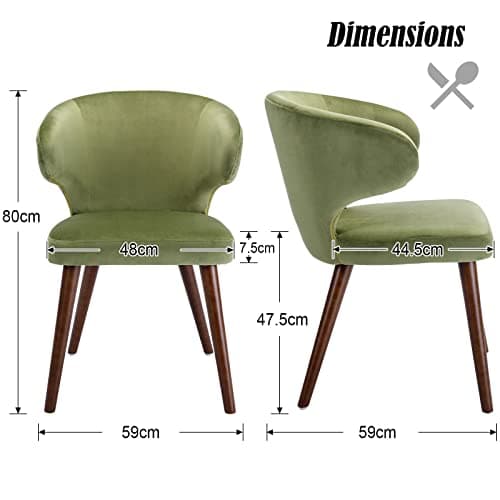 chairus Chaise Cuisine en Velours Lot de 4 Chaises de Salle à Manger Capitonné avec Pieds en Bois Modern Chaise de Chambre (Vert-4(Velours))