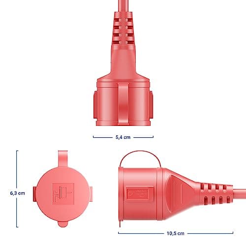 deleyCON 25m Câble de Rallonge Outdoor - Extrêmement Résistant Aux Intempéries Câble en Caoutchouc IP44 pour L'extérieur - Fiche Contact Protection Type F (CEE 7/4) sur Prise Femelle (CEE 7/3) Rough