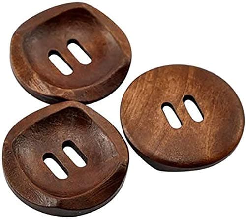10 boutons ronds en bois marron 30mm (Marron D-30mm-10pièces)