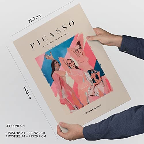 Nacnic Lot de 6 affiches Picasso et Matisse. Corps. Estampes de fauvisme et de surréalisme pour l'aménagement intérieur et la décoration. A3 et A4, sans cadres.