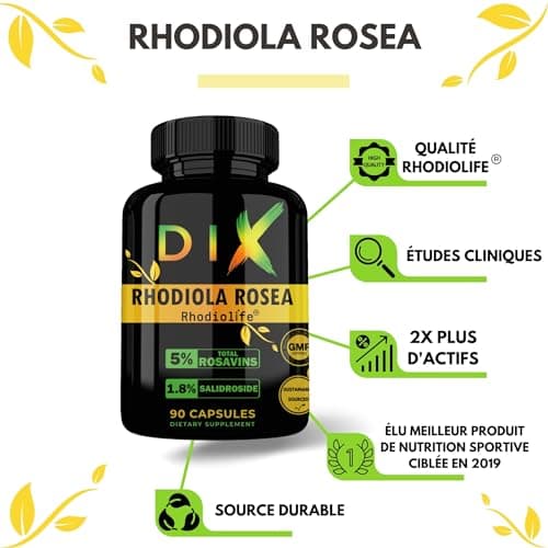 RHODIOLA ROSEA | 2X Plus D'actif | 5% Rosavine + 1,8% Salidroside | Qualité Unique Rhodiolife® | Performance | Adaptogène | Bien être Psychologique | Anti-stress |