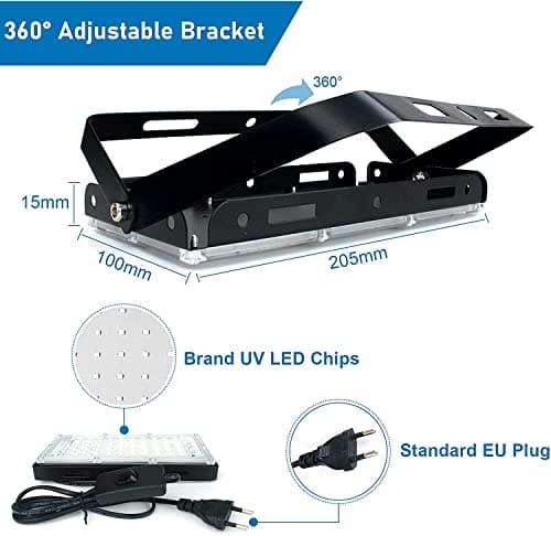 Eleganted 50W Lumière Noire, Lumière Noire Projecteur UV LED, Imperméable IP65 UVA Blacklight, Noire Lampe Extérieur pour Scène, Fête, Étape, Halloween, Jardin