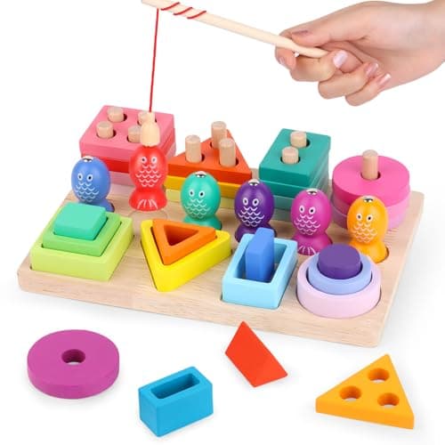 TNOMSNO Juguetes Educativos Montessori, Jeux Montessori, 3 en 1 Jeux Montessori 1 an, Jeu Montessori 2 3 4 Ans, Jouets à empiler et de tri, Jouet en Bois pour Cadeau Fille Garcon Bébés 2 3 4 Ans