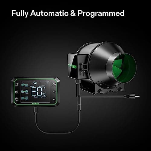 VIVOSUN AeroZesh G4 Ventilateur tubulaire silencieux 100 mm 330 m3/h avec moteur EC et contrôle de la température GrowHub E42A et contrôleur WiFi pour chauffage, refroidissement, tentes de culture