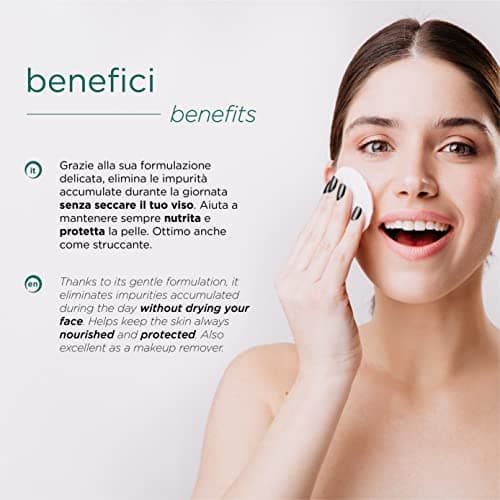 Nuvo' - Lait Nettoyant Visage à la Bave d Escargot, Acide Hyaluronique, Élimine les Impuretés Sans Dessécher la Peau, Formulation Délicate pour un Nettoyage Quotidien, Made in Italy, 200 ml