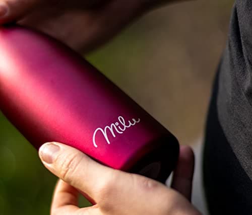 Milu Gourde en acier inoxydable 350 ml 500 ml, 750 ml, 1000 ml, 1,5 l – Bouteille isotherme, bouteille d'eau isolée, double paroi anti-fuite, convient aux acides carboniques (Berry, 1L)