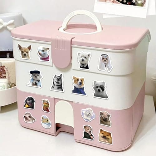 LEEQ Autocollants Mignons Chats Chien en Vinyle Imperméables - Vinyle Étanche Drôle Stickers, pour Les Amoureux des Chats, Bouteille d'eau, Scrapbooking, téléphone (120pcs)