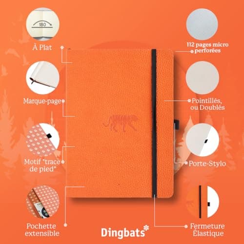 Dingbats* - Faune Carnet de Notes A5 Ligné - Moyen, Couverture Souple, Journal en Cuir PU - Fermeture élastique, Porte-stylo, Marque-page