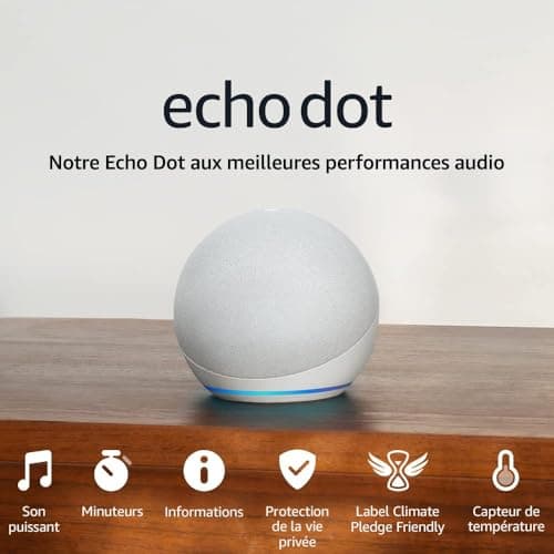 Echo Dot (Nouvelle génération) | Enceinte connectée Bluetooth et Wi-Fi au son puissant encore plus imposant, avec Alexa | Blanc